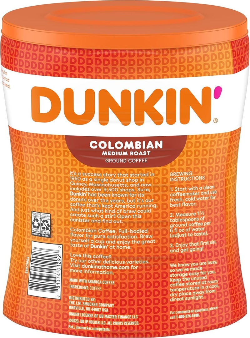 Dunkin' 100% Colombian Medium Roast Ground Coffee - Pack of 4 - Image 3